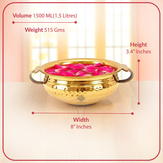 Pure Brass Hammered Design Urli/Decorative Bowl/Decorative Platter, Home Décor & Festive Item