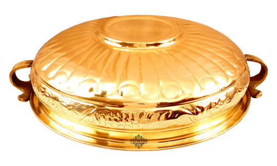Pure Brass Embossed Urli Decorative Bowl & Platter