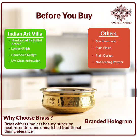 Steel Brass Hammered Handi – Serveware