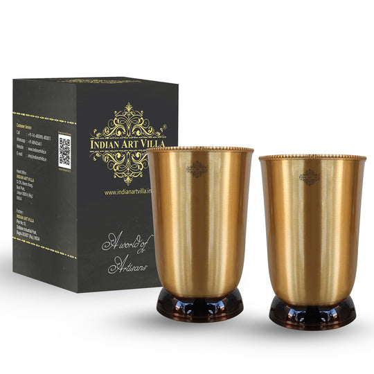Pure Brass Matt Finish Glass/Tumbler With Brass & Black Bottom -250 ML
