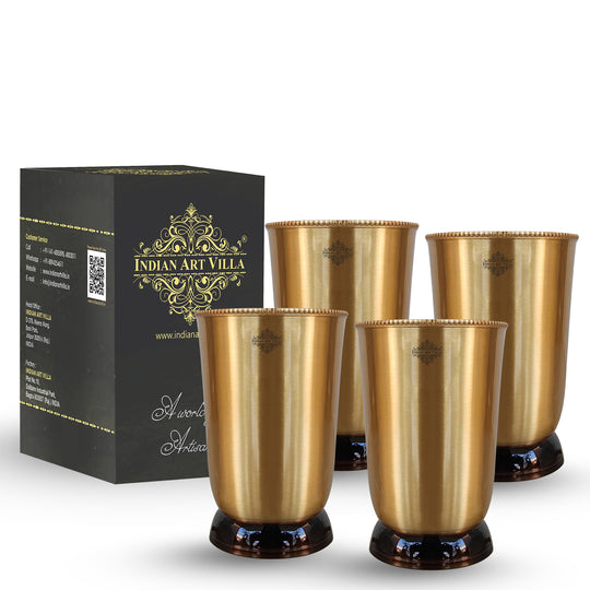 Pure Brass Matt Finish Glass/Tumbler With Brass & Black Bottom -250 ML