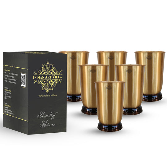 Pure Brass Matt Finish Glass/Tumbler With Brass & Black Bottom -250 ML