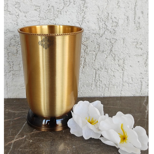 Pure Brass Matt Finish Glass/Tumbler With Brass & Black Bottom -250 ML
