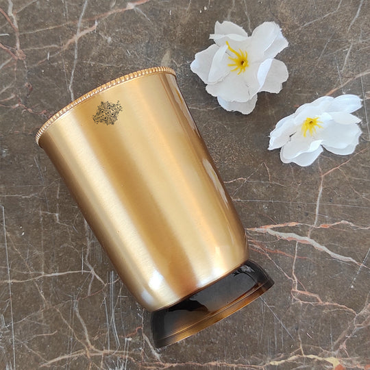 Pure Brass Matt Finish Glass/Tumbler With Brass & Black Bottom -250 ML