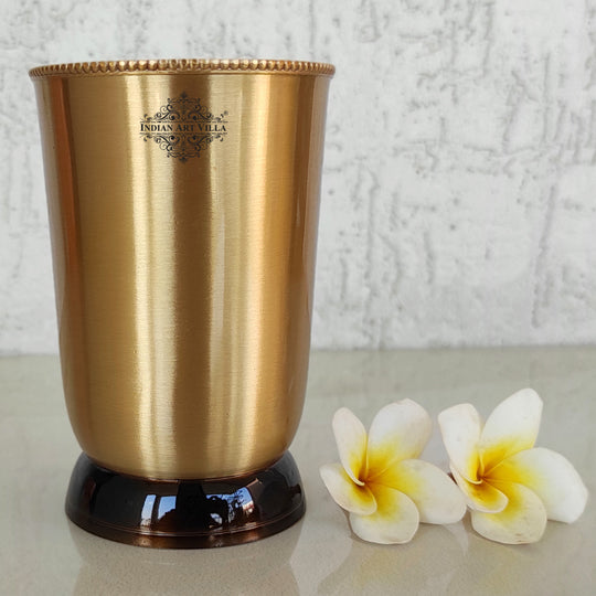 Pure Brass Matt Finish Glass/Tumbler With Brass & Black Bottom -250 ML