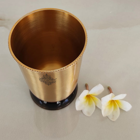 Pure Brass Matt Finish Glass/Tumbler With Brass & Black Bottom -250 ML