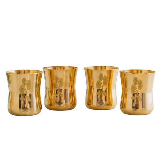 Pure Brass Glass With Curve Laser Printed design