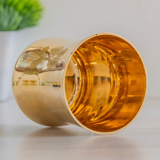 Pure Brass Glass With Curve Laser Printed design
