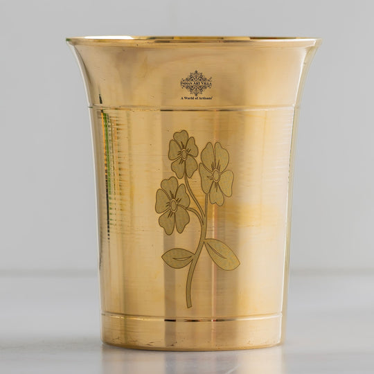 Pure Brass Glass With Curve Laser Printed design