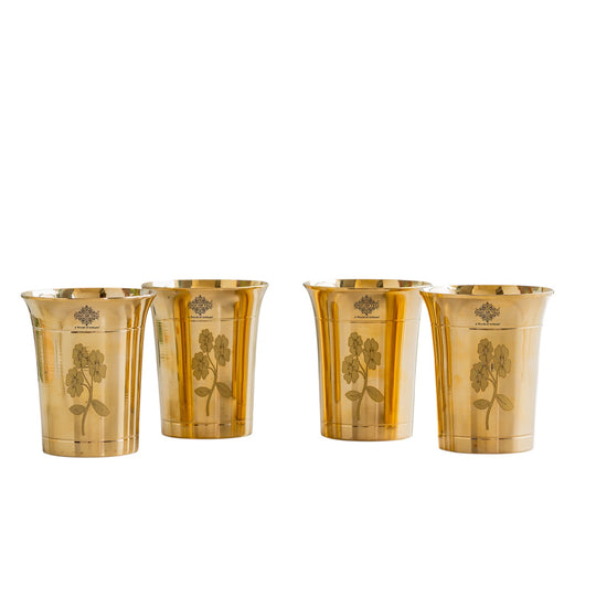 Pure Brass Glass With Curve Laser Printed design