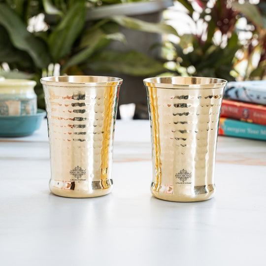 Pure Brass Hammered Design Glass- 350 ML