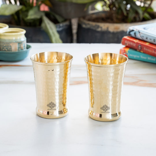 Pure Brass Hammered Design Glass- 350 ML