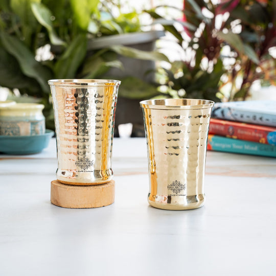 Pure Brass Hammered Design Glass- 350 ML