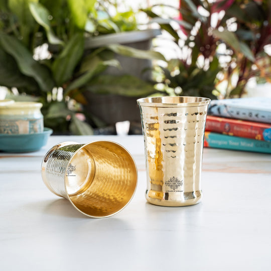 Pure Brass Hammered Design Glass- 350 ML