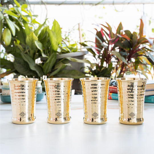 Pure Brass Hammered Design Glass- 350 ML