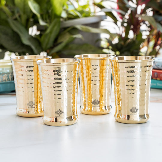 Pure Brass Hammered Design Glass- 350 ML