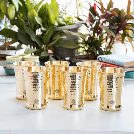 Pure Brass Hammered Design Glass- 350 ML