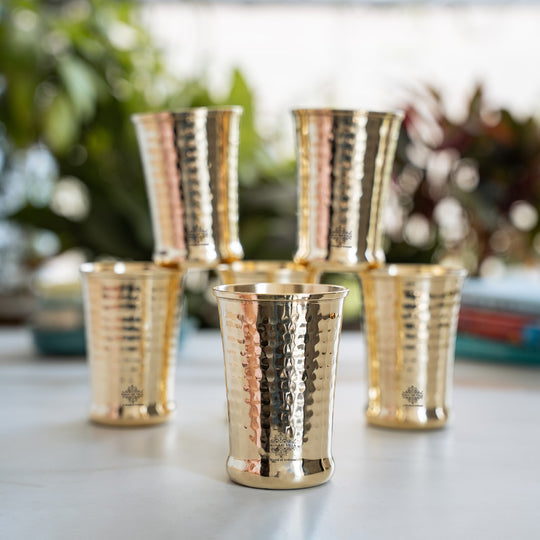 Pure Brass Hammered Design Glass- 350 ML