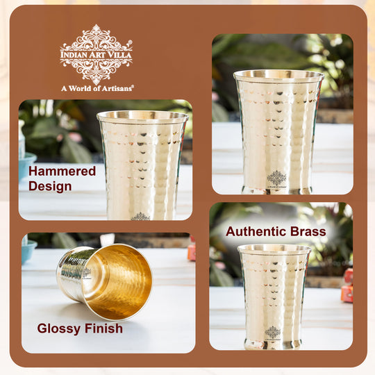 Pure Brass Hammered Design Glass- 350 ML