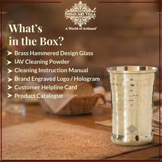 Pure Brass Hammered Design Glass- 350 ML