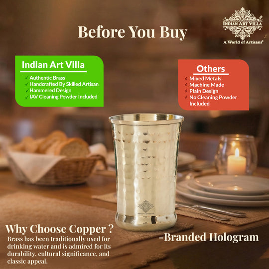 Pure Brass Hammered Design Glass- 350 ML