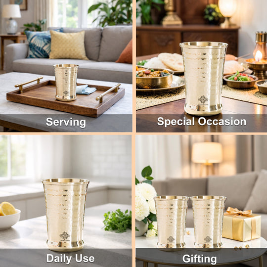 Pure Brass Hammered Design Glass- 350 ML