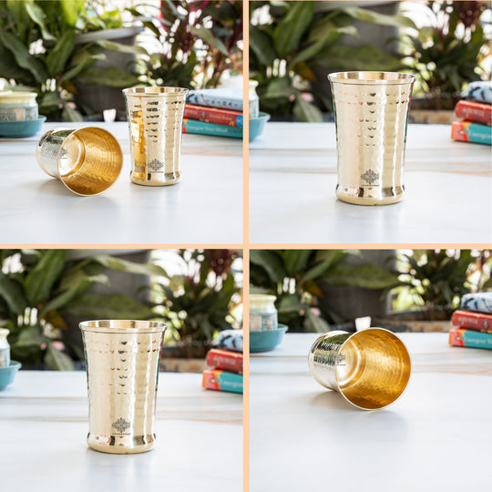 Pure Brass Hammered Design Glass- 350 ML
