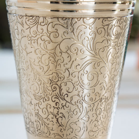 Pure Brass Embossed Design Glass 300 ML
