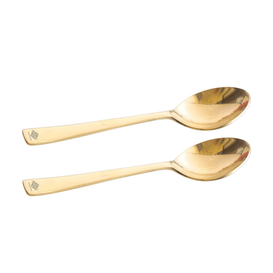 Pure Brass Premium Gold Shine Plain Baby Spoon
