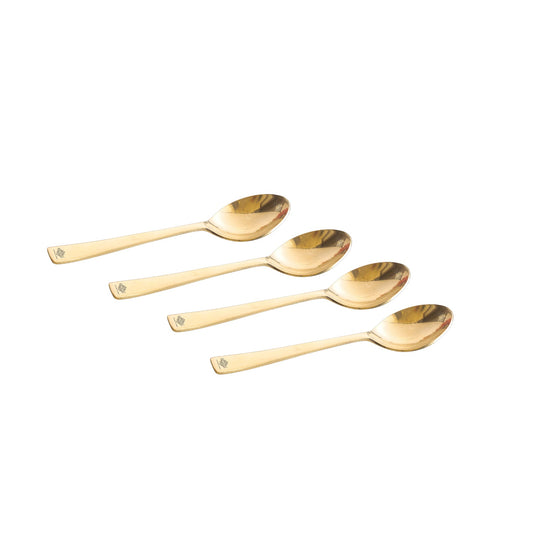 Pure Brass Premium Gold Shine Plain Baby Spoon