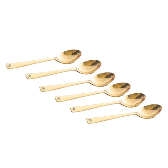Pure Brass Premium Gold Shine Plain Baby Spoon