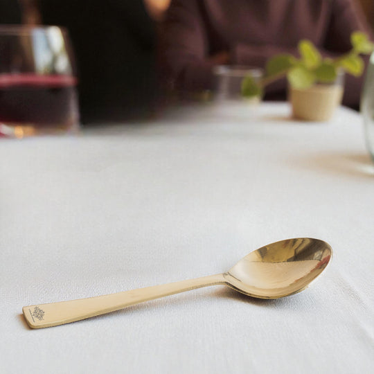 Pure Brass Premium Gold Shine Plain Baby Spoon