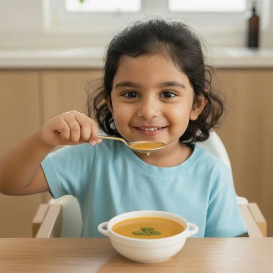 Pure Brass Premium Gold Shine Plain Baby Spoon