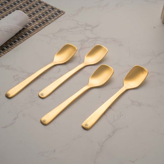 Brass Shine Finish Ice-Cream Spoon, Length-13.97 cm