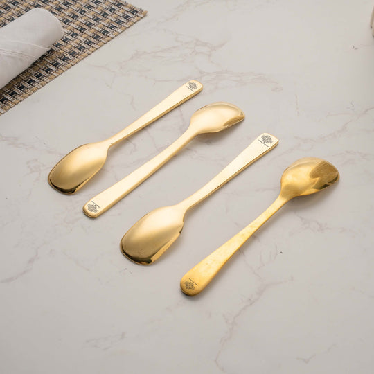 Brass Shine Finish Ice-Cream Spoon, Length-13.97 cm
