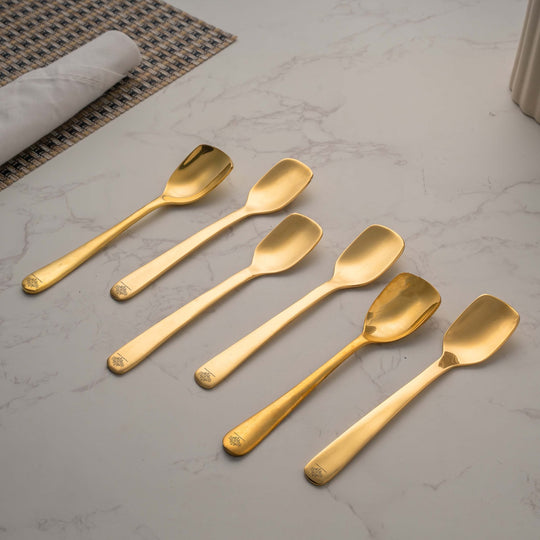 Brass Shine Finish Ice-Cream Spoon, Length-13.97 cm
