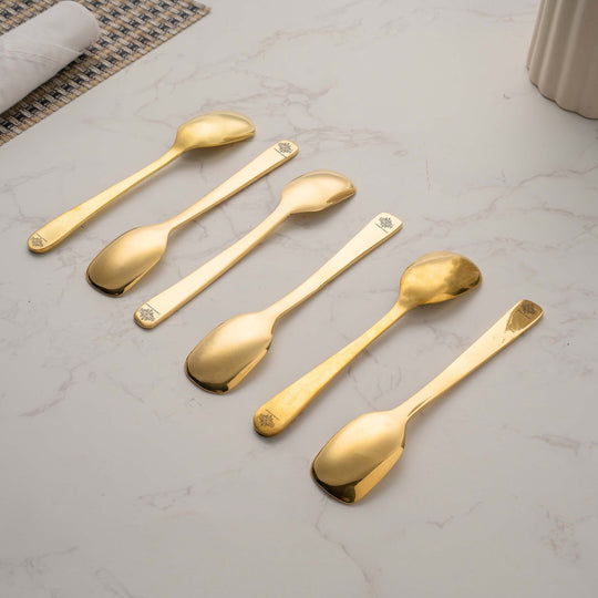 Brass Shine Finish Ice-Cream Spoon, Length-13.97 cm