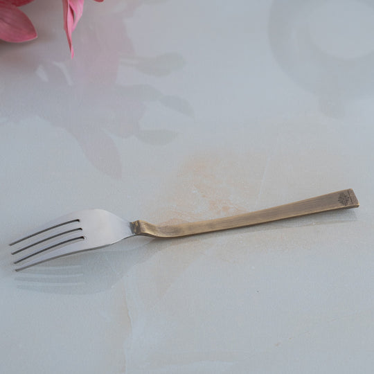 Steel Brass Fork with Bamboo Design Handle