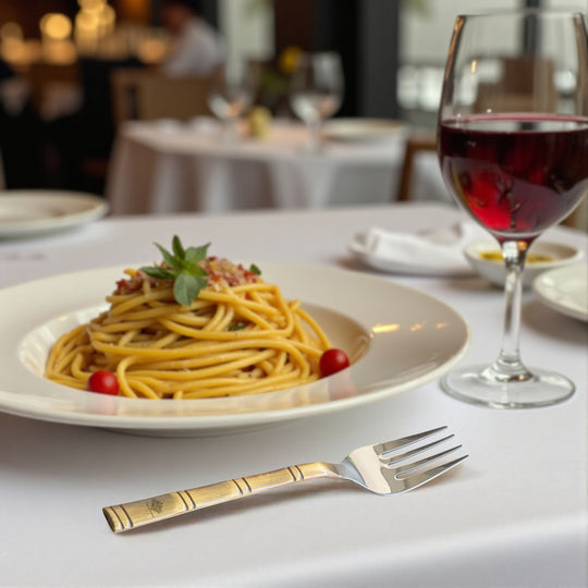 Steel Brass Fork with Bamboo Design Handle