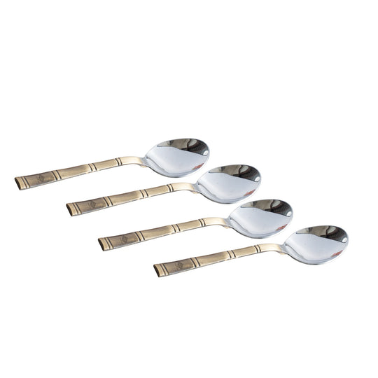 Steel Brass Spoon with Bamboo Design Handle