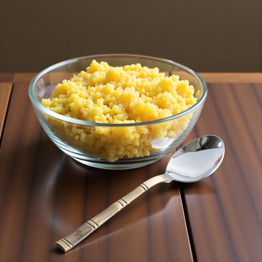 Steel Brass Spoon with Bamboo Design Handle