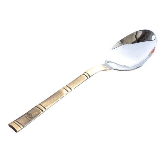 Steel Brass Spoon with Bamboo Design Handle