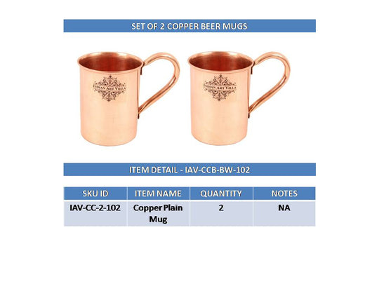 Pure Copper Plain Moscow Mule Mug Set of 2 – 415 ML