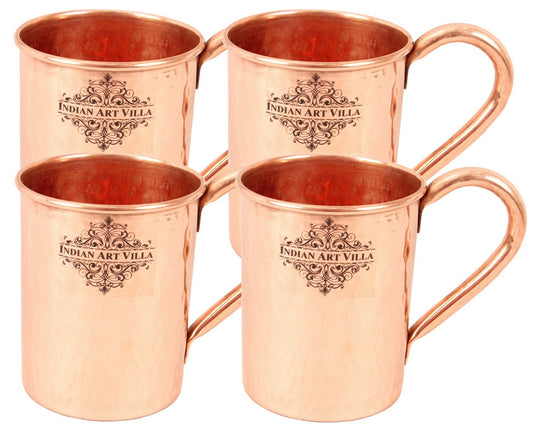 Pure Copper Hammered Moscow Mule Mug Set of 4 – 415 ML
