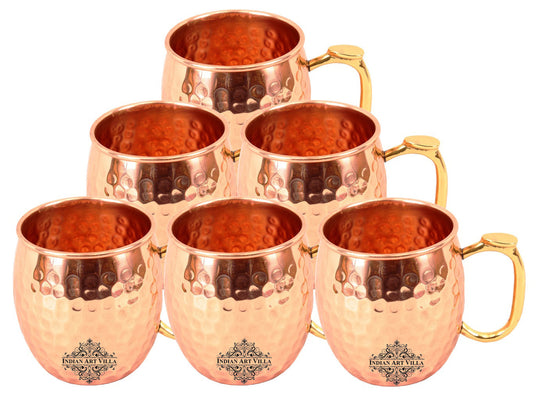 Pure copper hammered Moscow Mule mug set of 2, 530 ML — Indian Art Villa