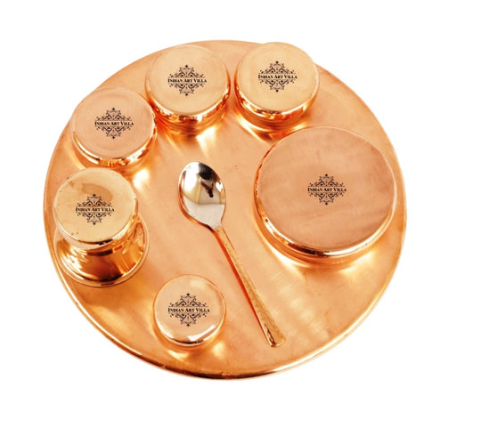Steel Copper 9-Piece Hammered Curve Thali Set