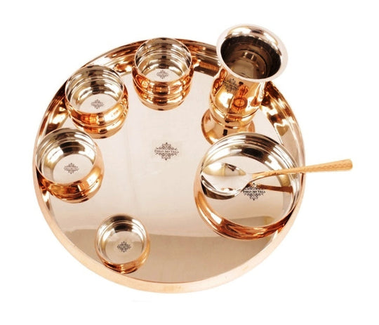 Steel Copper 9-Piece Hammered Curve Thali Set