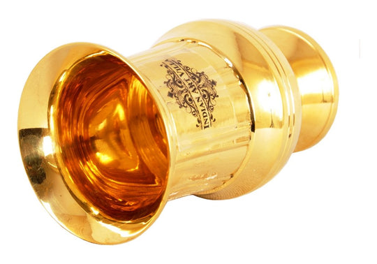 Pure Brass Vertical Lining Design Jug Pitcher with Glass, Drinkware, Serveware Combo