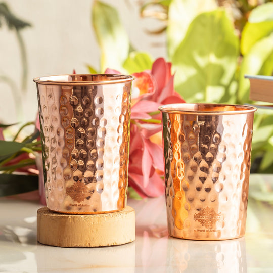 Pure Copper Diamond | Hammered | Shine Finish | Luxury Glasses-275 ML