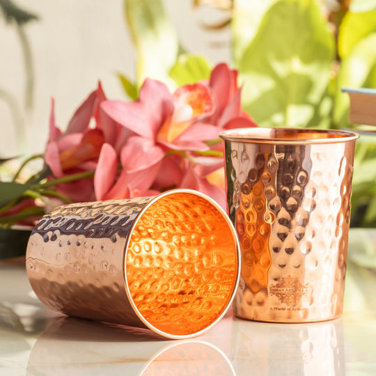Pure Copper Diamond | Hammered | Shine Finish | Luxury Glasses-275 ML